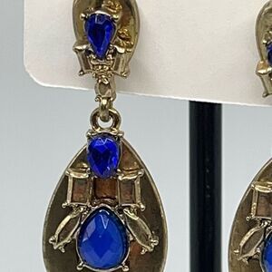 Baubles Gold & Blue Art Deco Dangle Earrings
